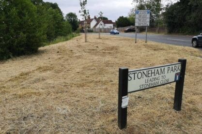 Devastated grassland at Stoneham Park.